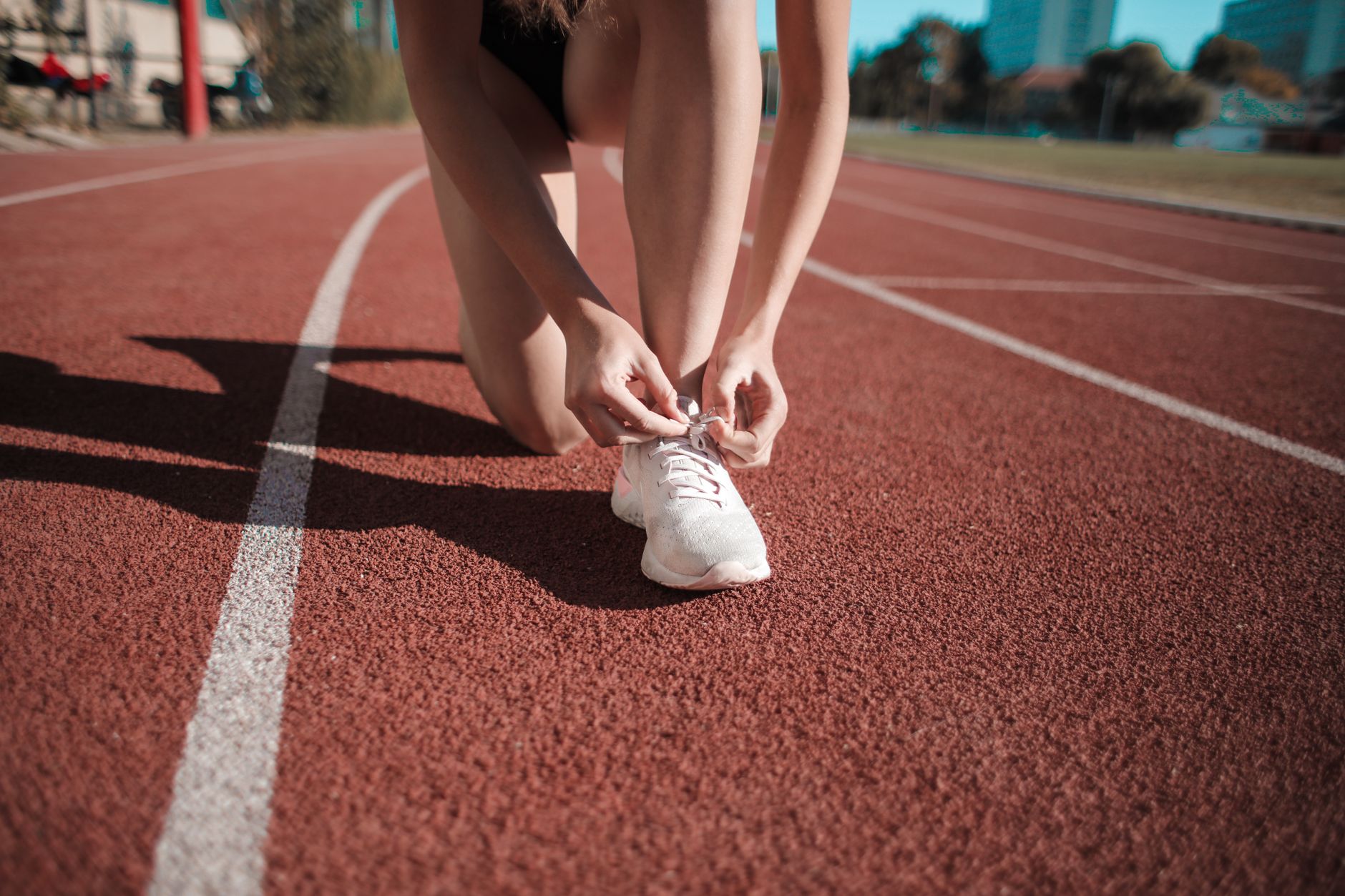 Premium running shoes on a clean white surface showing modern design detail