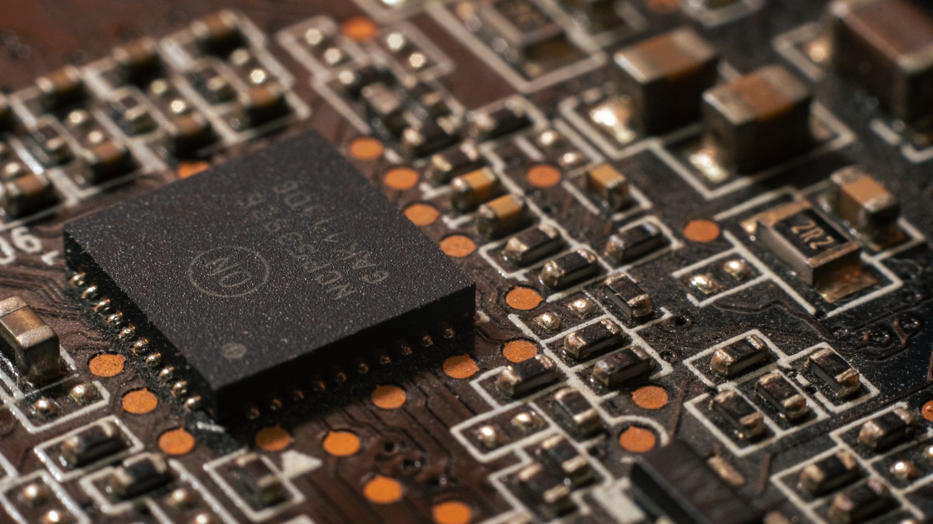 Close-up of an advanced microchip on a circuit board
