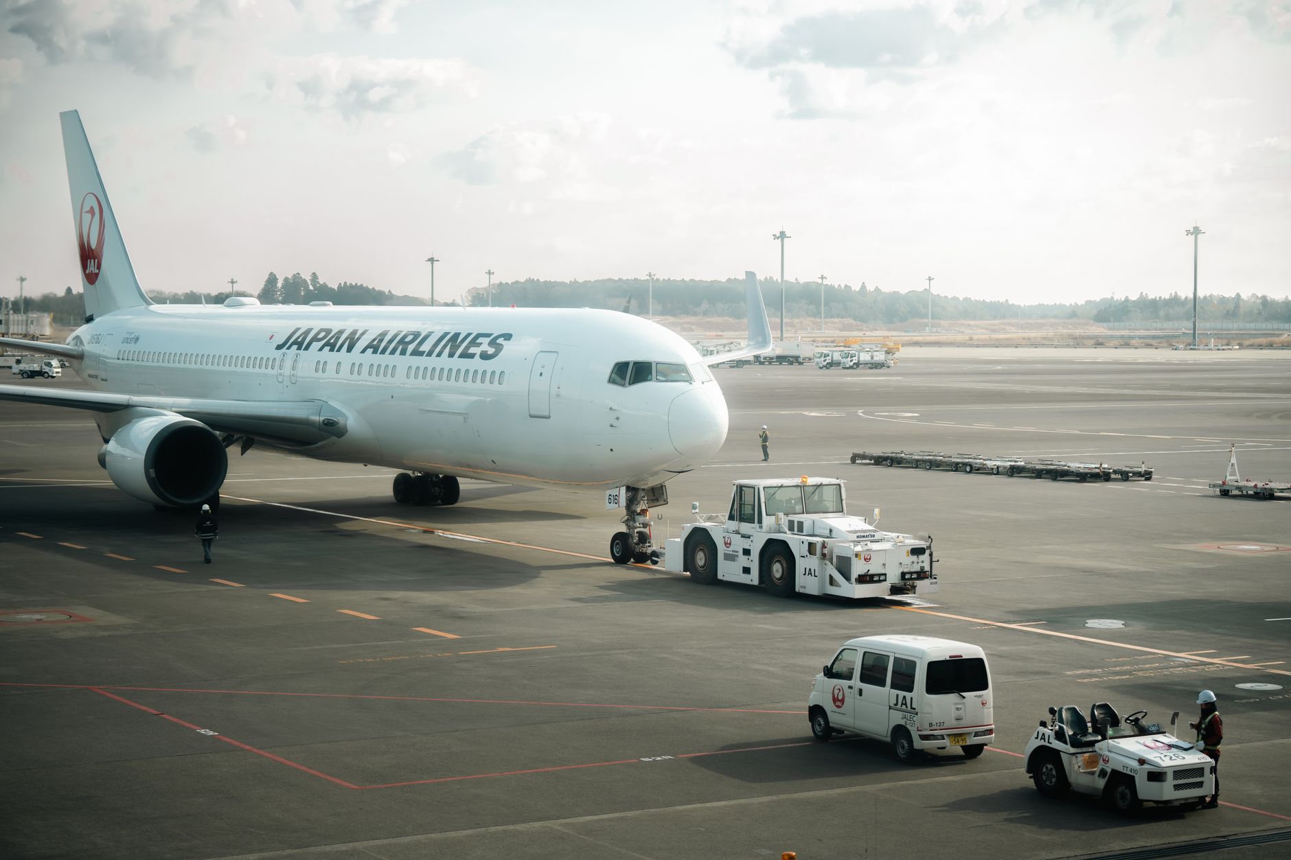 Rental cars parked outside a busy airport terminal