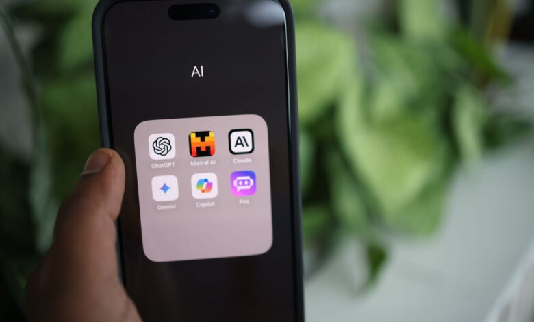 Person using a language learning app on a smartphone at a desk