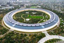 Apple corporate campus exterior representing the company's business operations