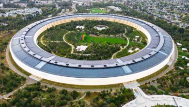 Apple corporate campus exterior representing the company's business operations