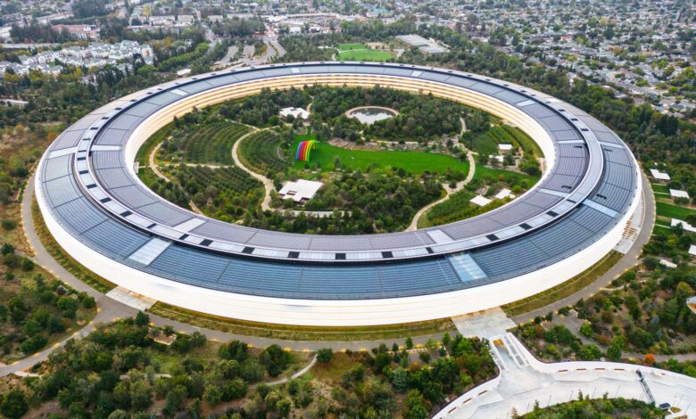 Apple corporate campus exterior representing the company's business operations