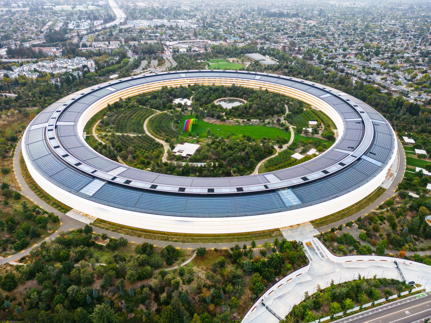 Apple corporate campus exterior representing the company's business operations