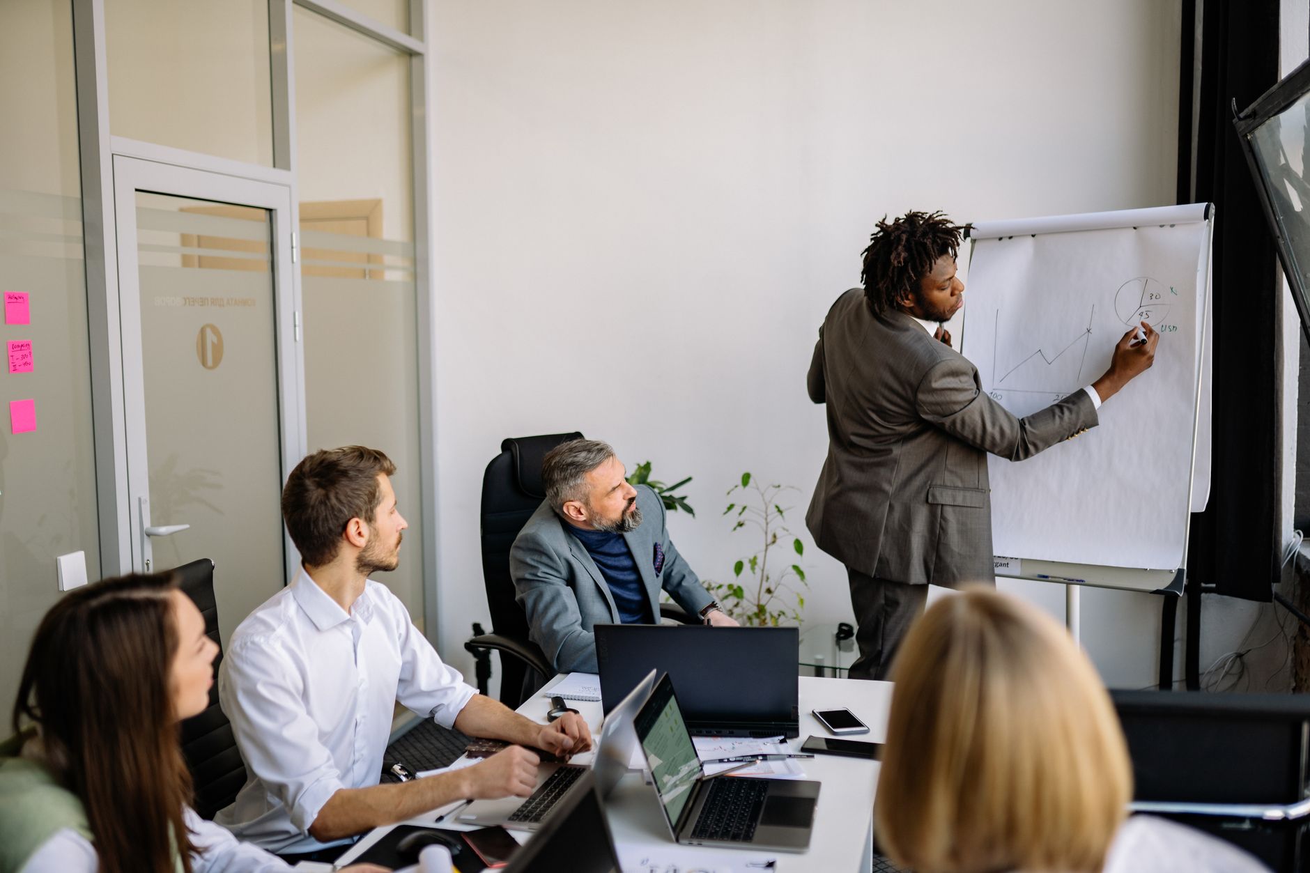 Enterprise team reviewing software procurement options in a conference room setting