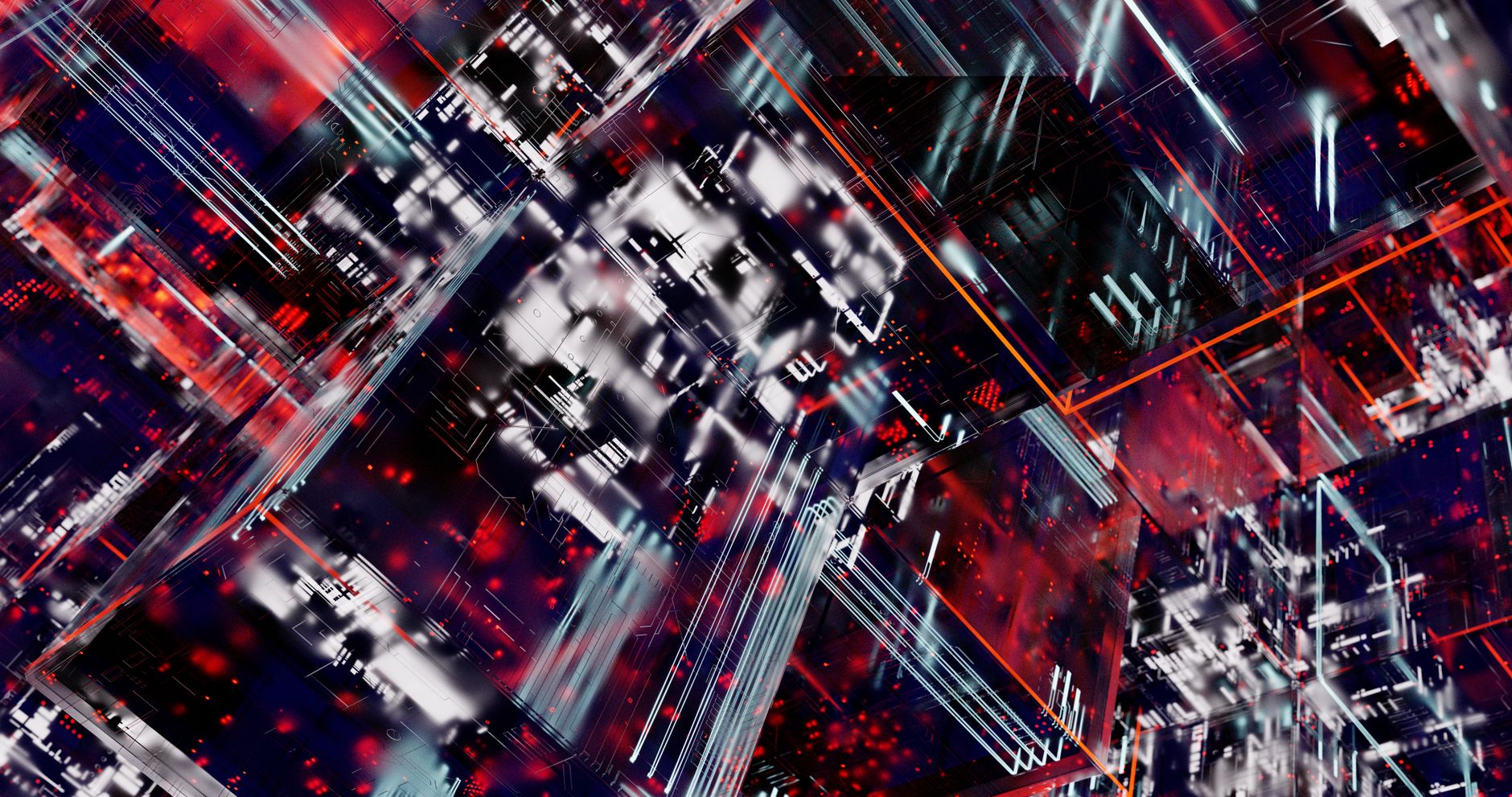 Abstract visualization of cloud computing network connections and data flow