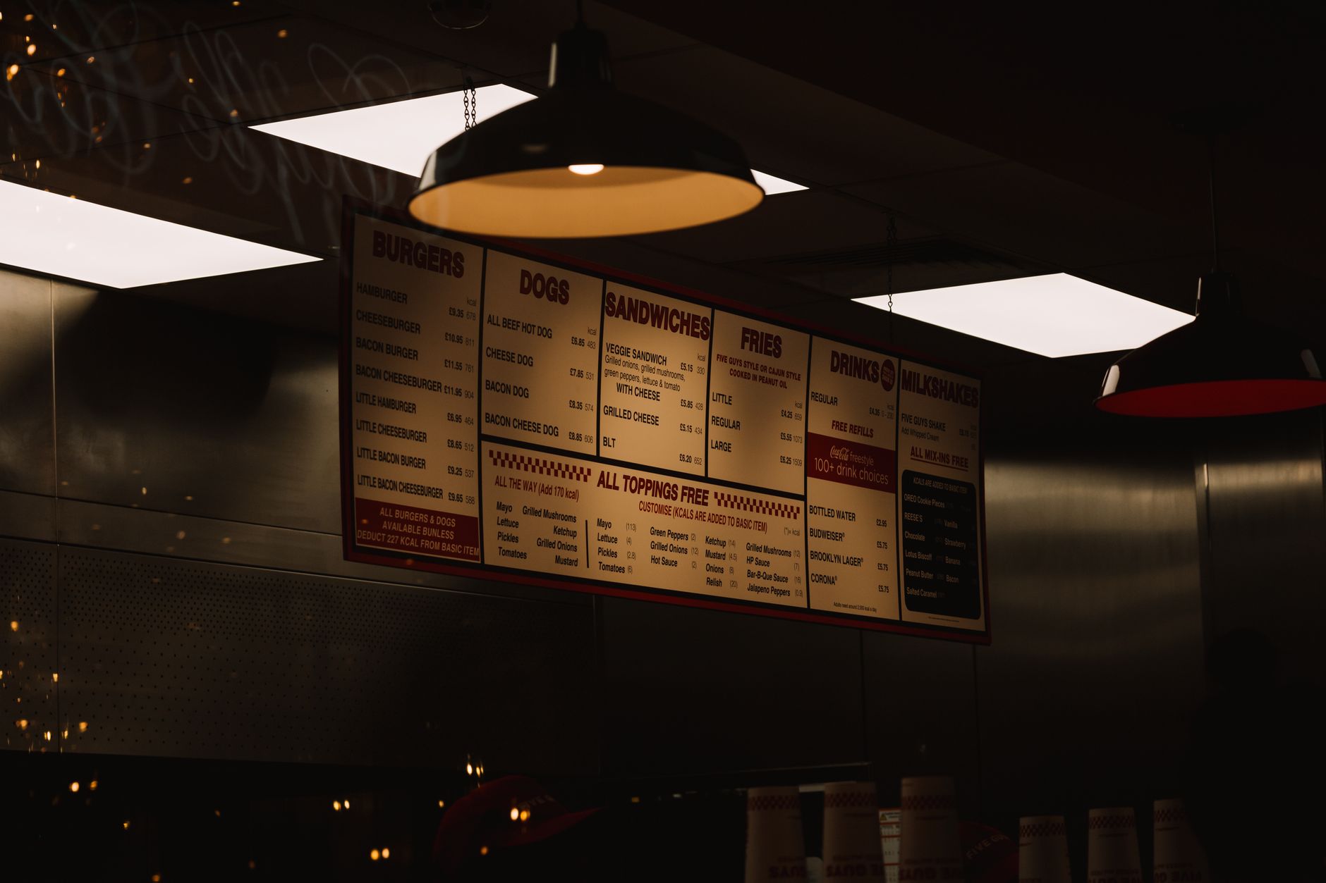 A fast food restaurant menu board displaying value meal pricing options