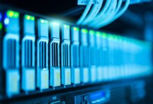 Server racks in a modern data center representing cloud infrastructure competition