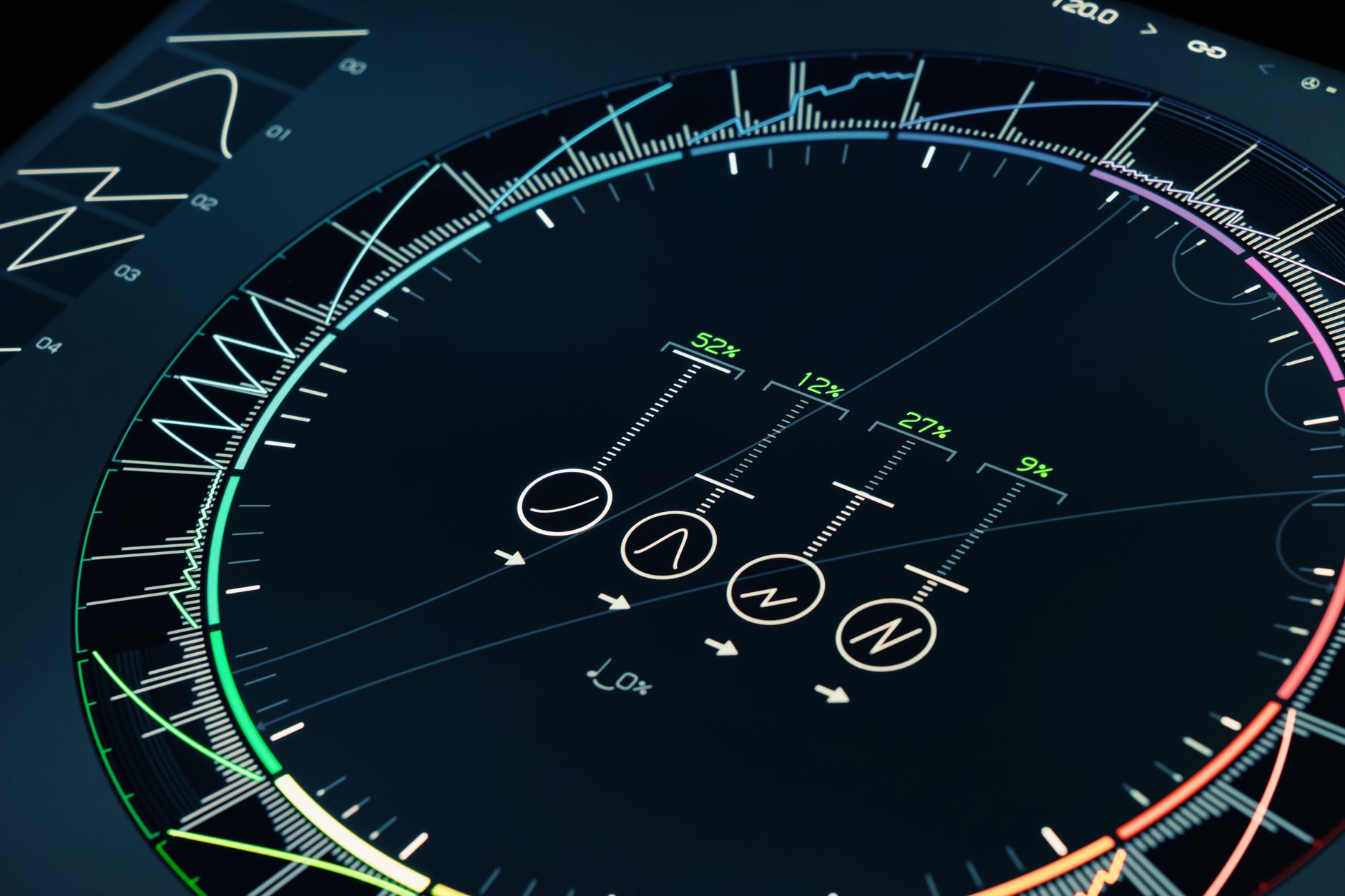 Digital dashboard displaying AI-driven data analytics and communication metrics