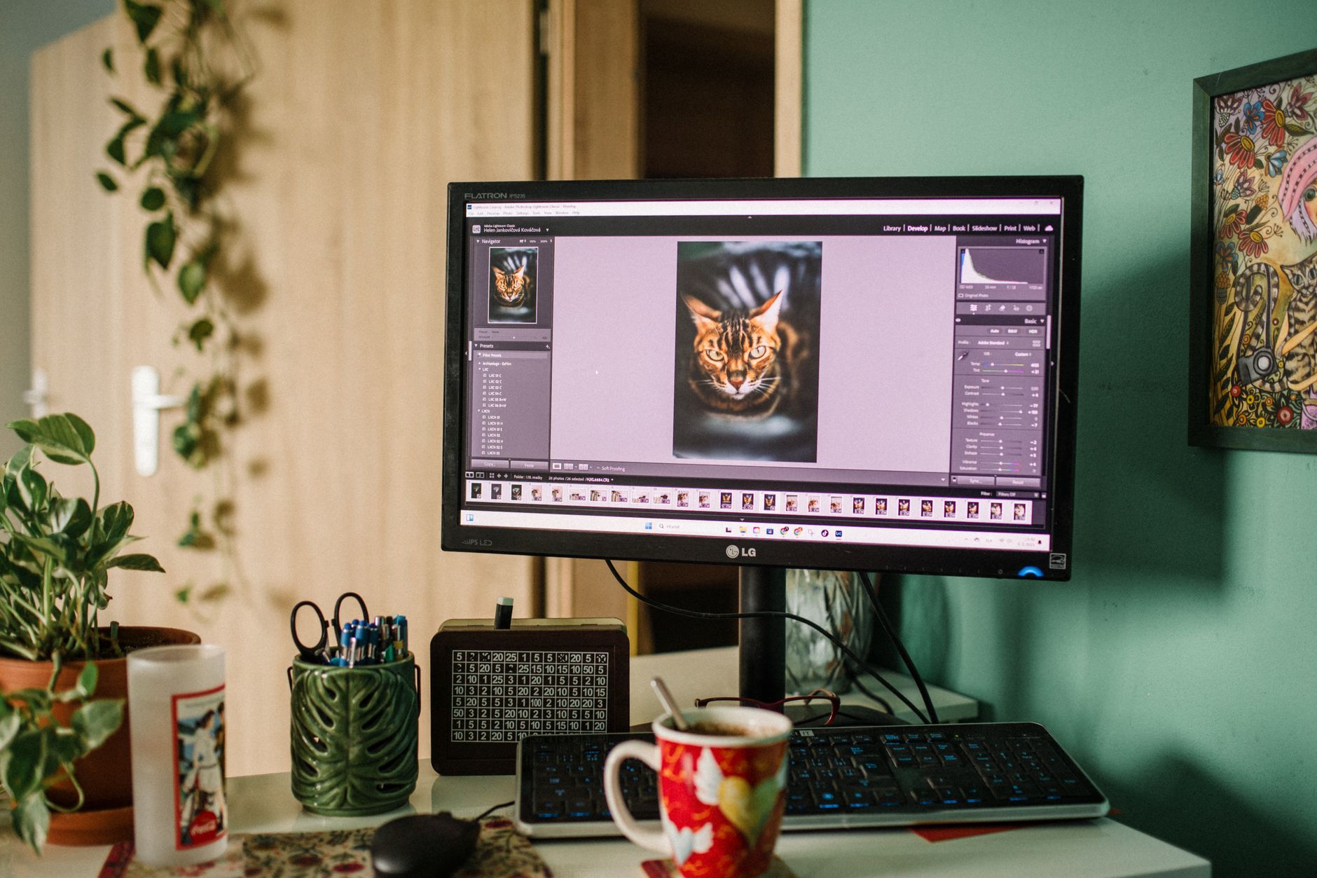 Designer working on a collaborative design tool on a desktop computer