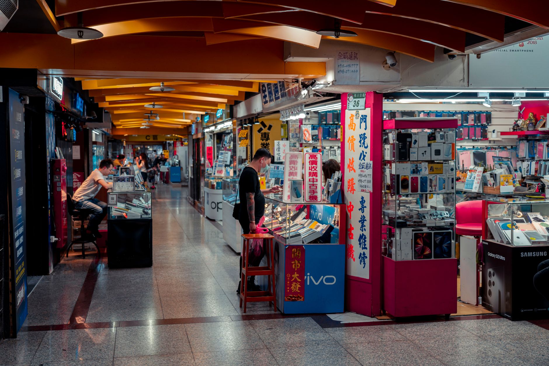 Digital retail technology tools displayed on a screen in a modern office setting